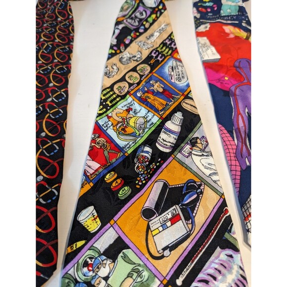 VTG Nicole Miller Ties Medical Theme Bundle Set Of 4 90s EUC - Picture 5 of 11